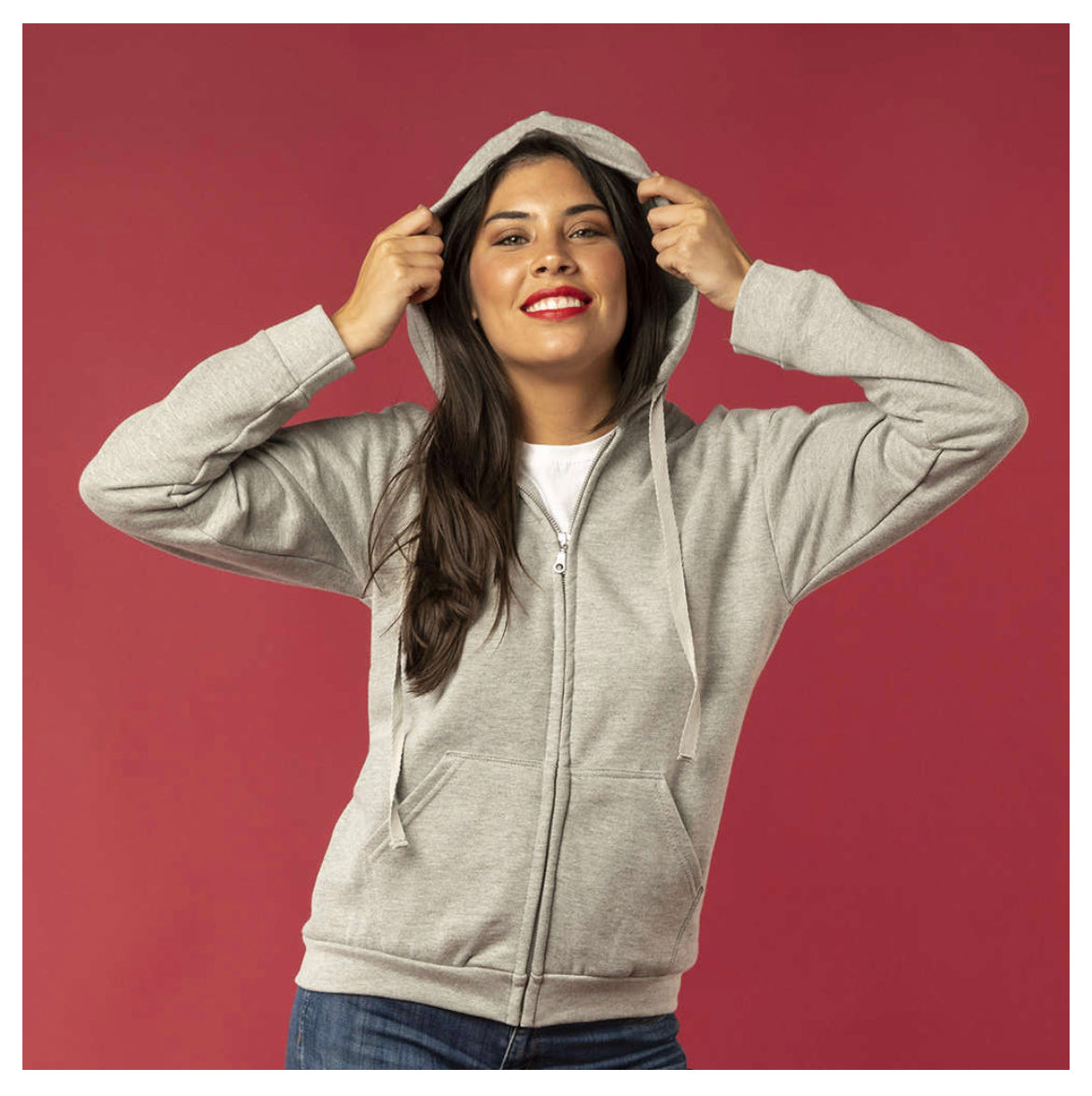 felpe con cappuccio e zip grigia