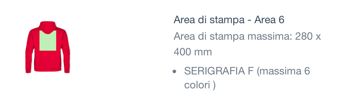 tabella taglie  felpa personalizzata